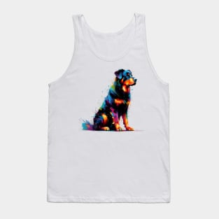 Colorful Artistic Beauceron Portrait in Splash Paint Style Tank Top